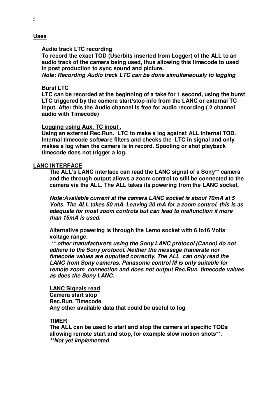 Ambient Lanc Logger - ALL601 User Manual | Page 5 / 20