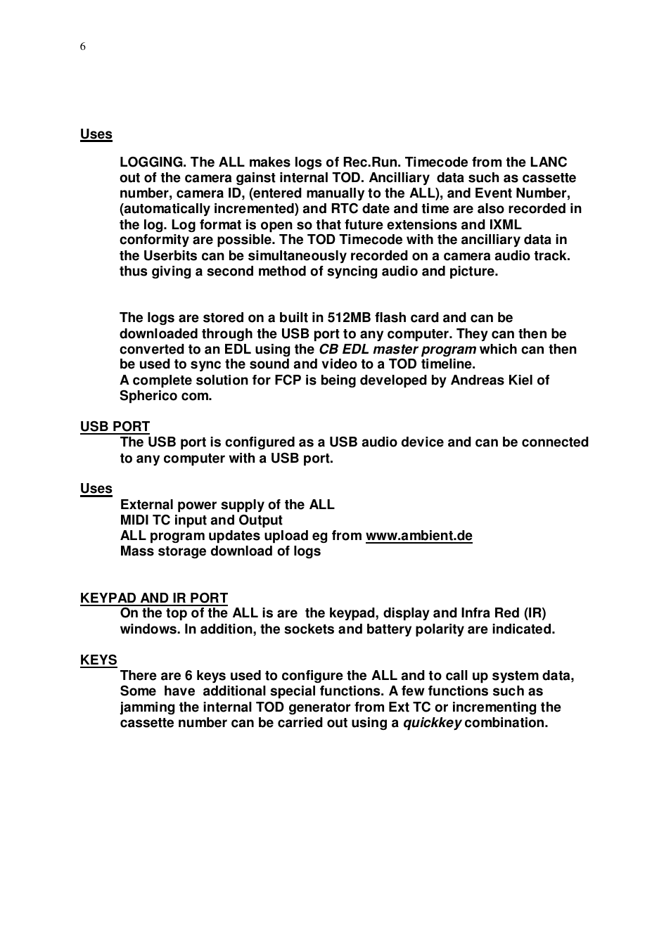 Ambient Lanc Logger - ALL601 User Manual | Page 6 / 20