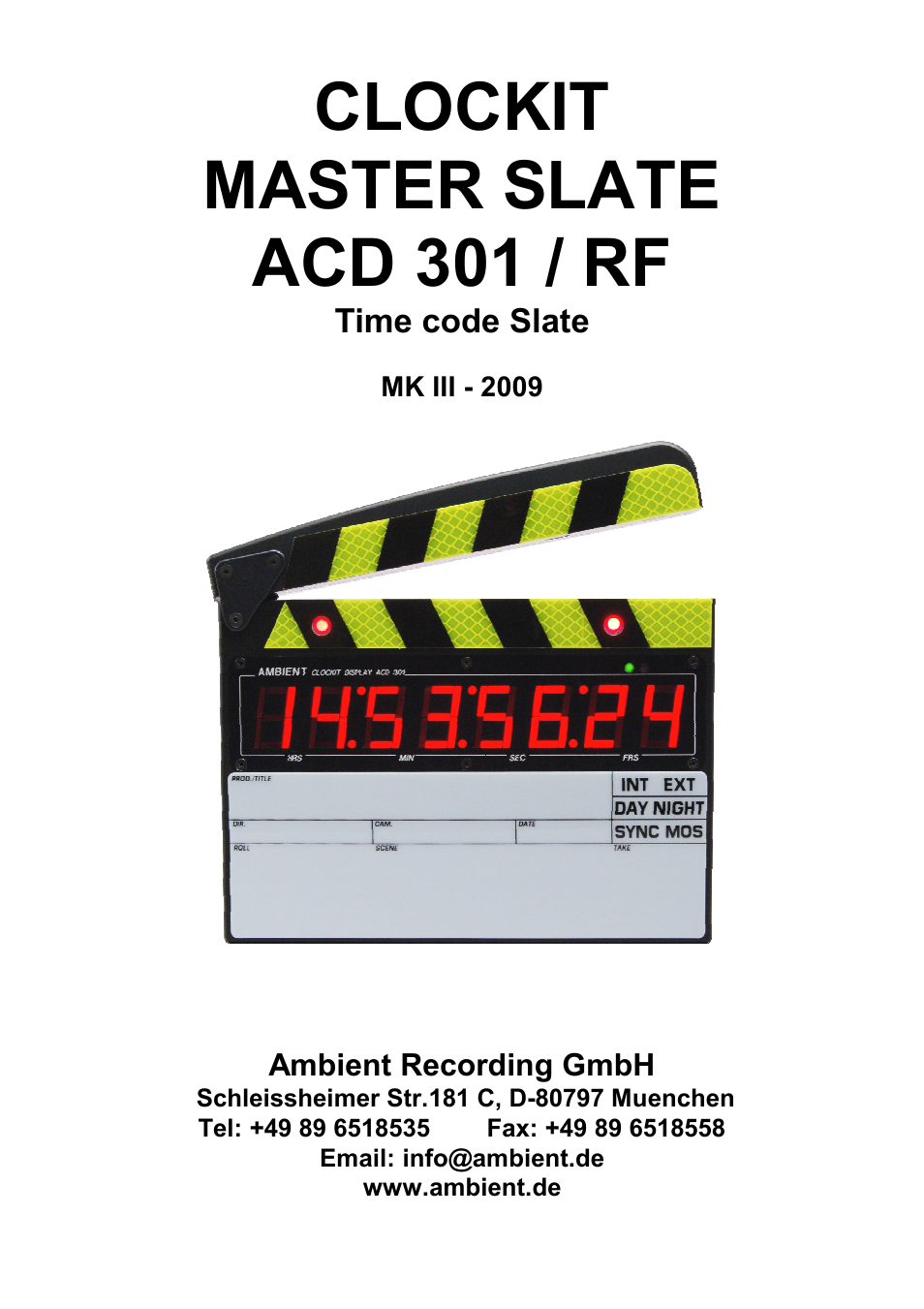 Ambient Wireless TC Slate - ACD 301 RF User Manual | 21 pages
