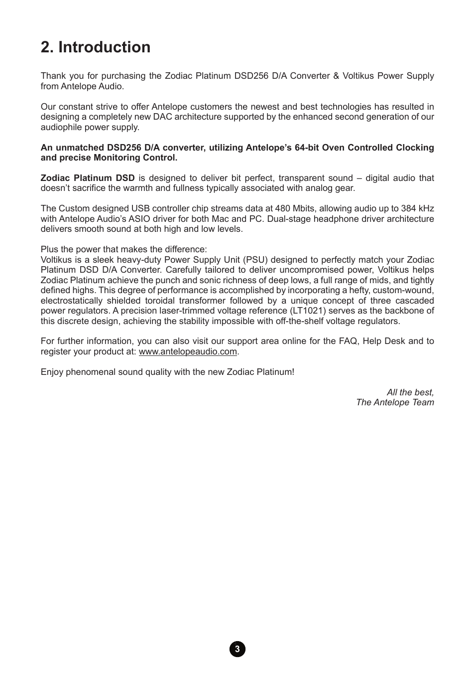 Introduction | Antelope Audio Zodiac Platinum DSD DAC User Manual | Page 5 / 24
