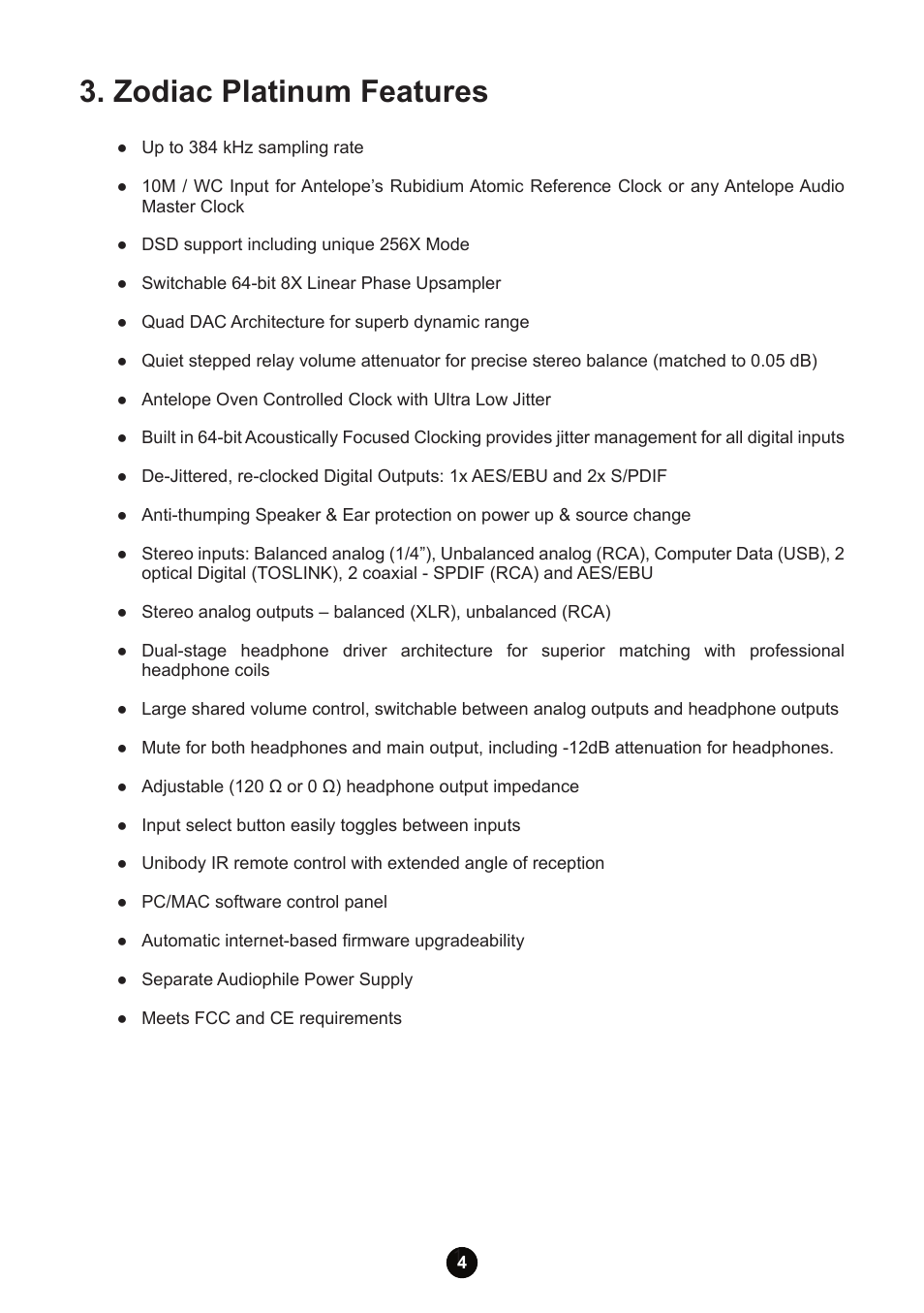 Zodiac platinum features | Antelope Audio Zodiac Platinum DSD DAC User Manual | Page 6 / 24