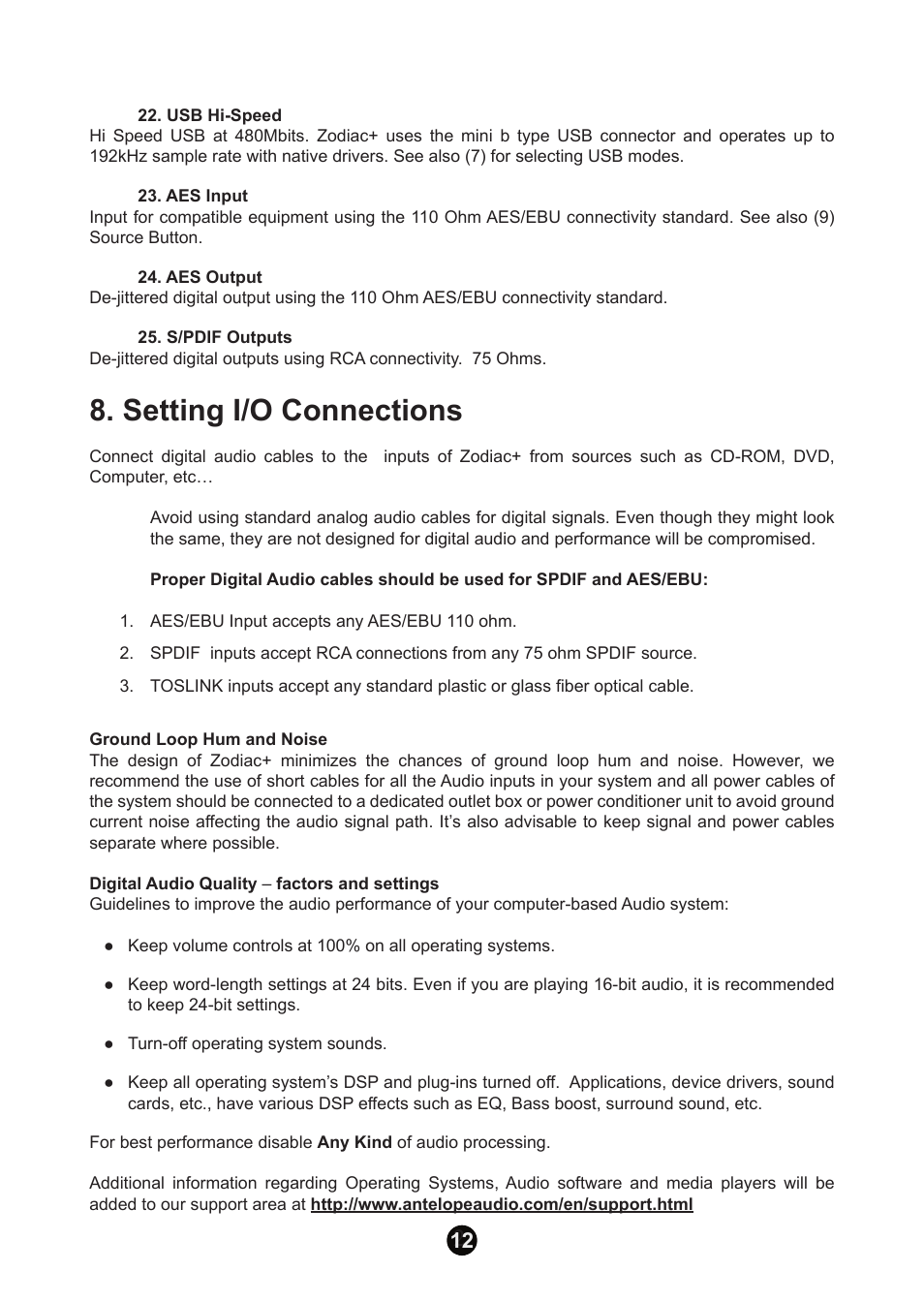Setting i/o connections | Antelope Audio Zodiac Plus DAC User Manual | Page 11 / 14