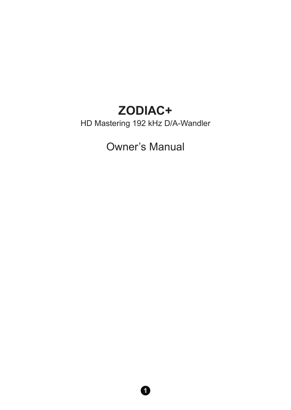 Zodiac, Owner’s manual | Antelope Audio Zodiac Plus DAC User Manual | Page 2 / 14
