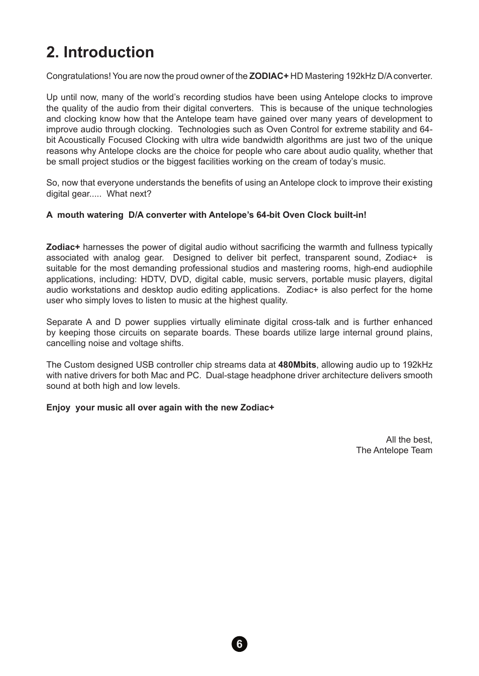 Introduction | Antelope Audio Zodiac Plus DAC User Manual | Page 5 / 14