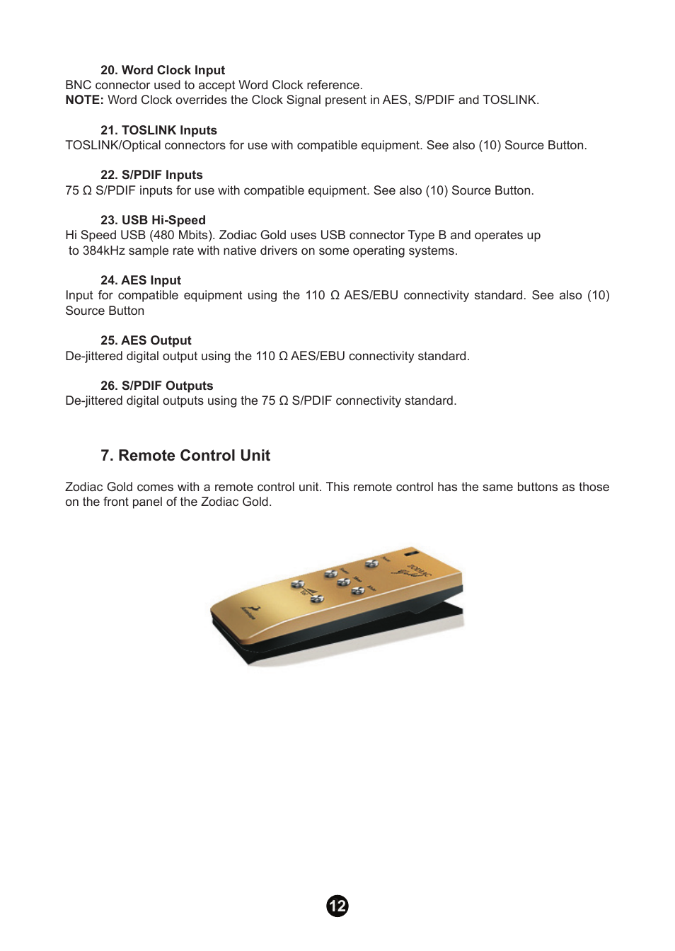 Remote control unit | Antelope Audio Zodiac Gold DAC User Manual | Page 11 / 20