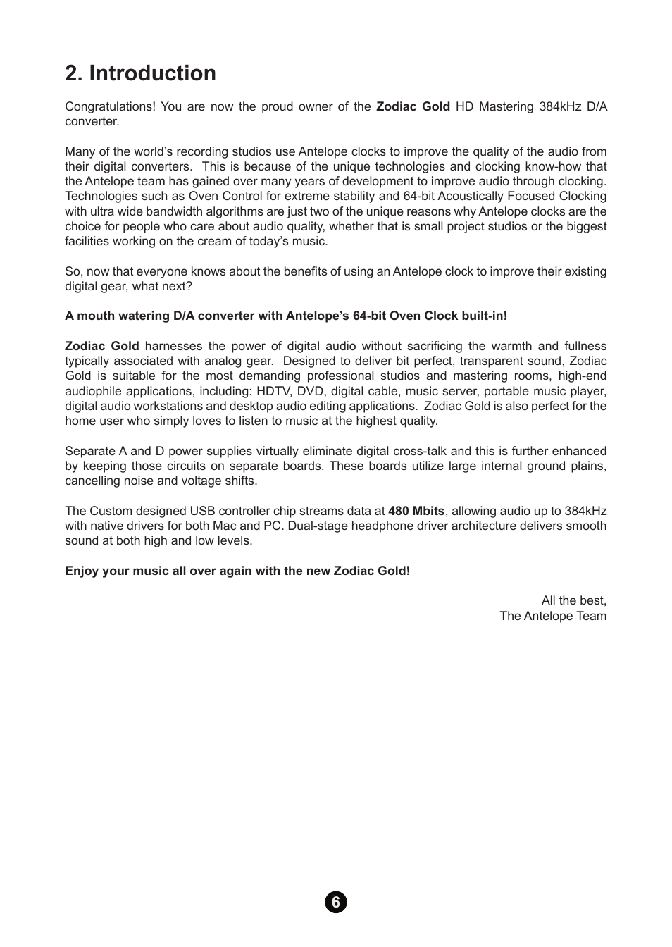 Introduction | Antelope Audio Zodiac Gold DAC User Manual | Page 5 / 20