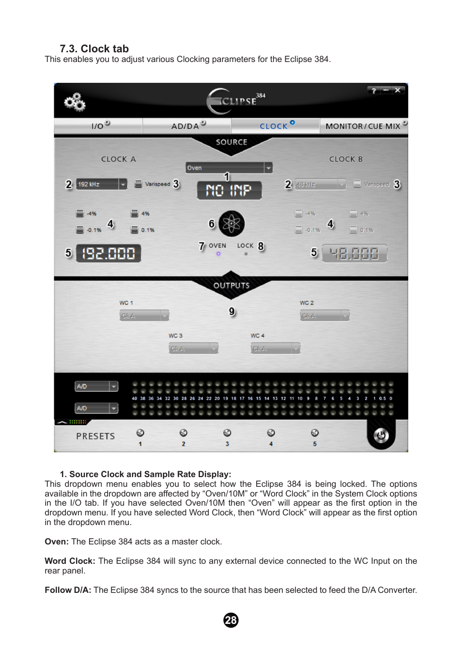 Clock tab | Antelope Audio Eclipse 384 User Manual | Page 27 / 43