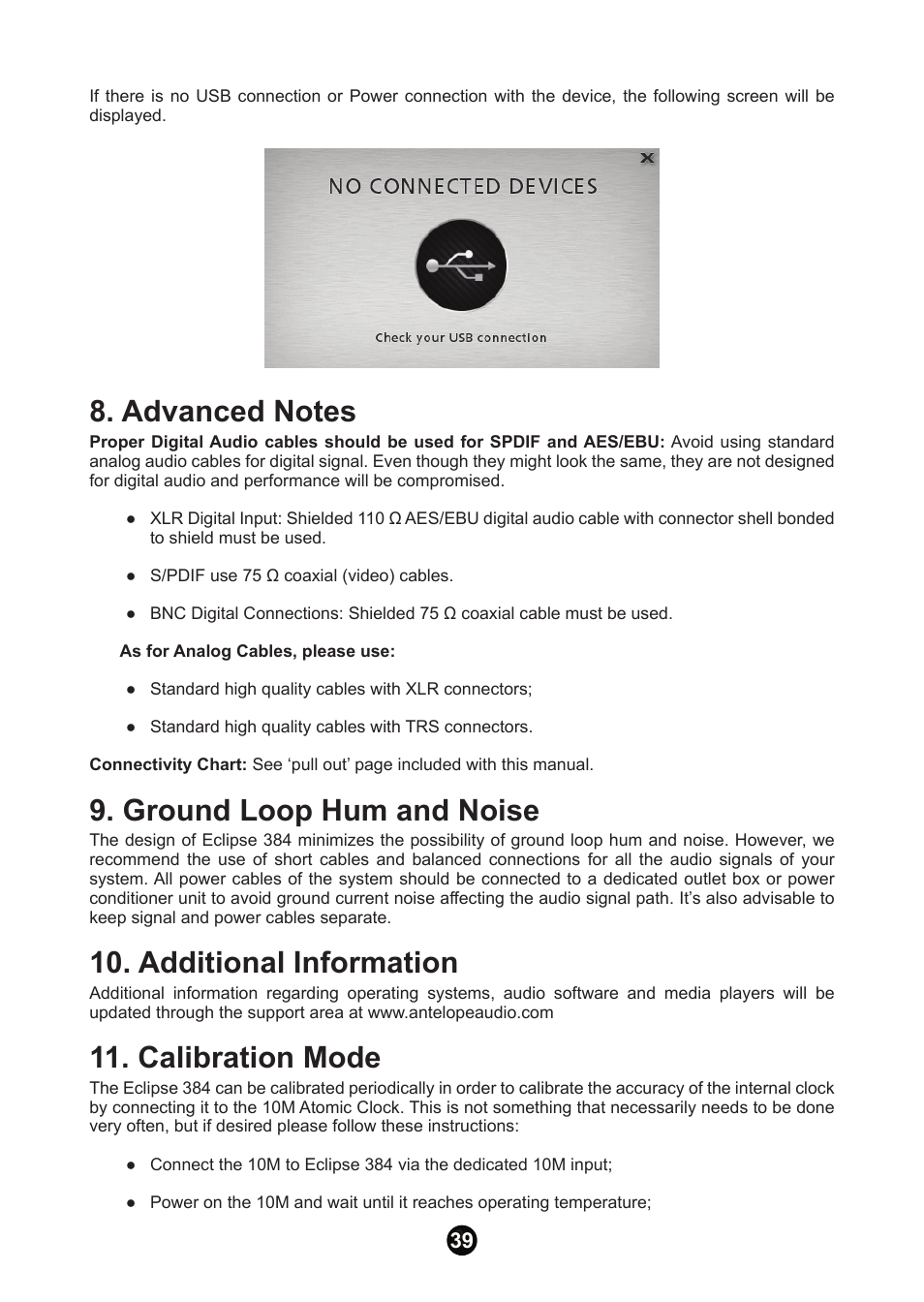 Ground loop hum and noise, Additional information, Calibration mode | Antelope Audio Eclipse 384 User Manual | Page 38 / 43