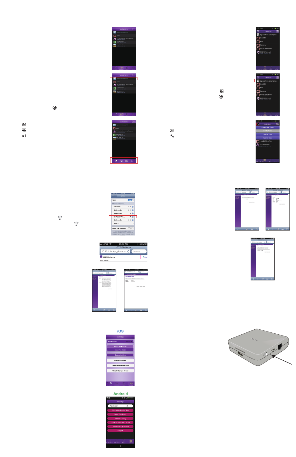 Wi-fi repeater, Settings resetting the wi-reader pro, Contacting us | Android | Apotop DW17 Wi-Reader Pro User Manual | Page 2 / 2