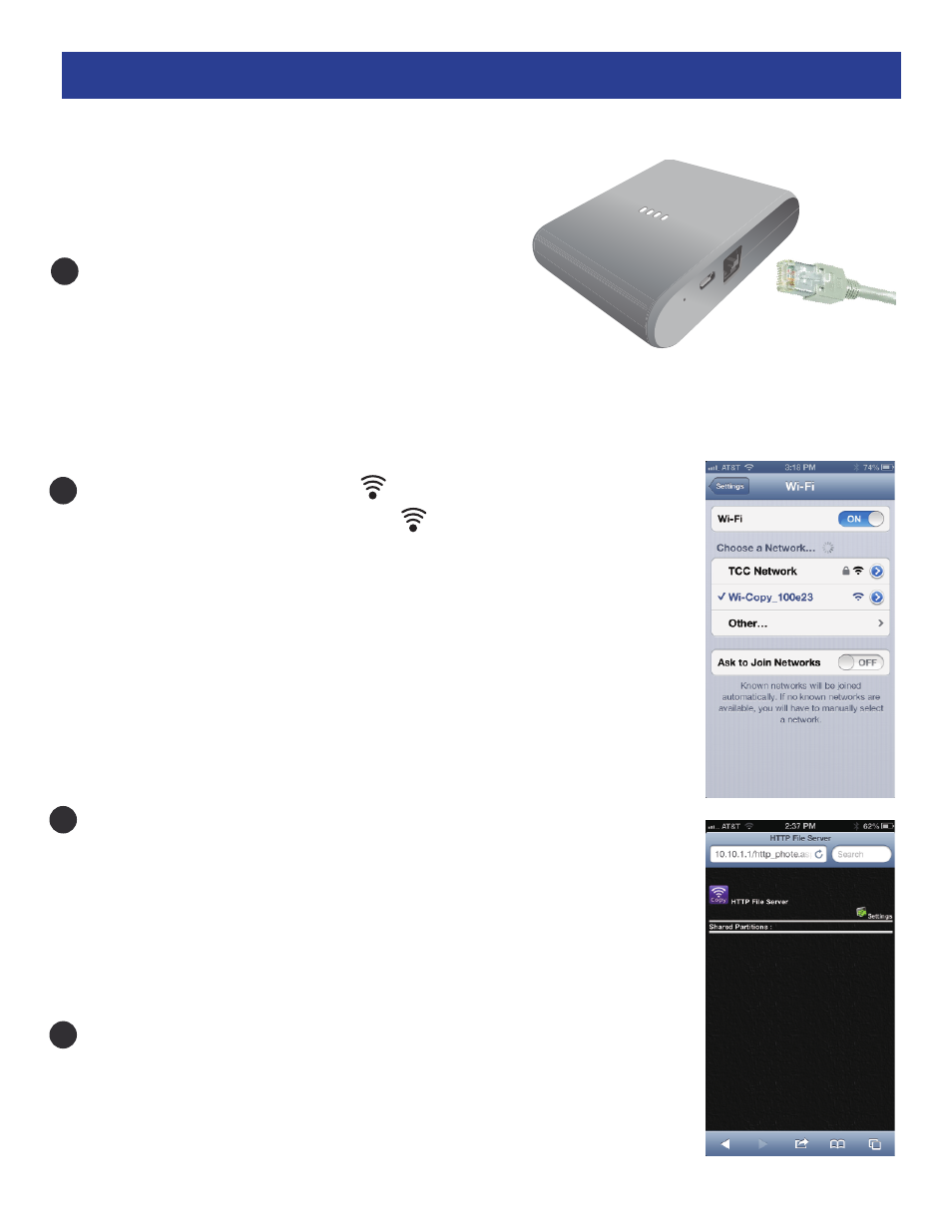 Operation - wi-fi hotspot creating a wi-fi hotspot | Apotop DW21 Wi-Copy User Manual User Manual | Page 18 / 23