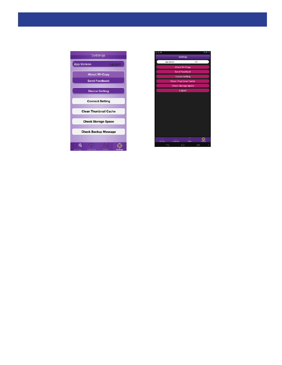 Operation - app setting, Ios android | Apotop DW21 Wi-Copy User Manual User Manual | Page 22 / 23