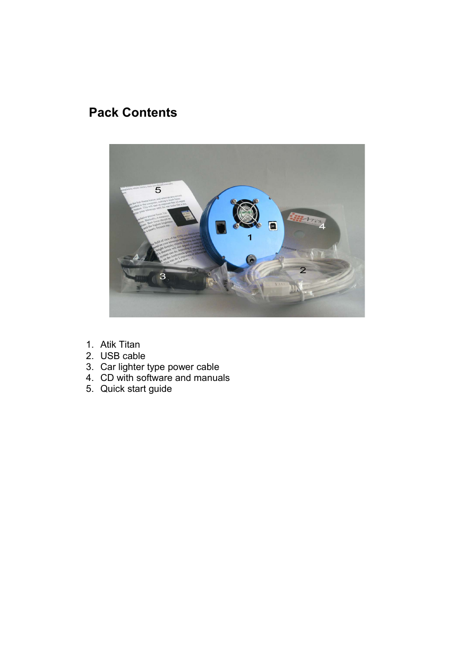 2 pack contents | ATIK Cameras Titan User Manual User Manual | Page 4 / 10