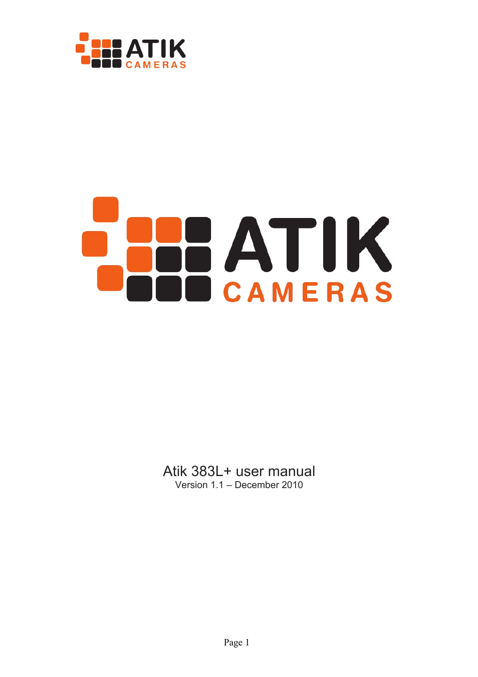 ATIK Cameras 383L+ User Manual User Manual | 9 pages