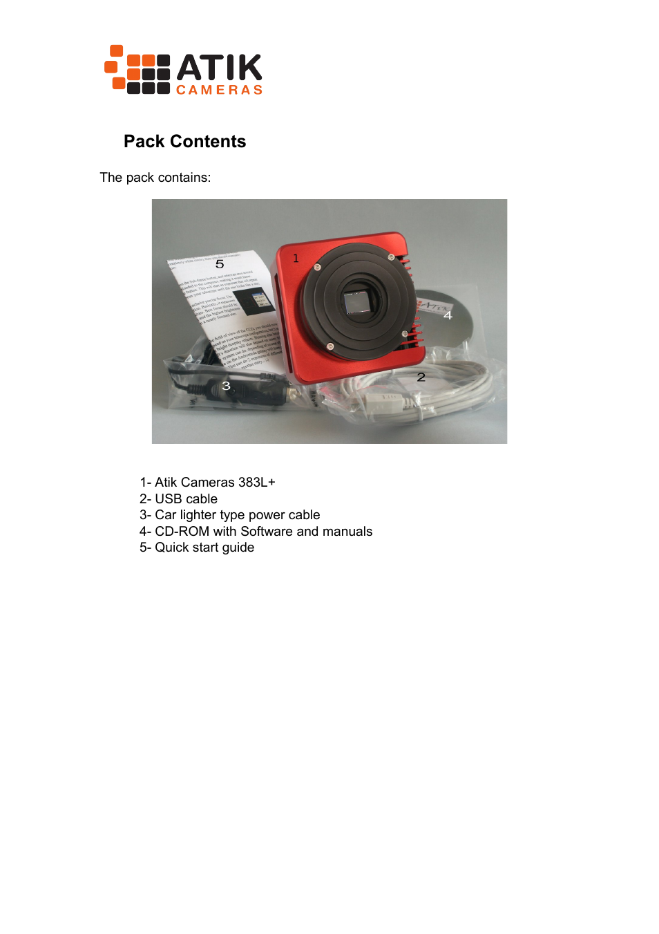 2 pack contents, 2pack contents | ATIK Cameras 383L+ User Manual User Manual | Page 4 / 9