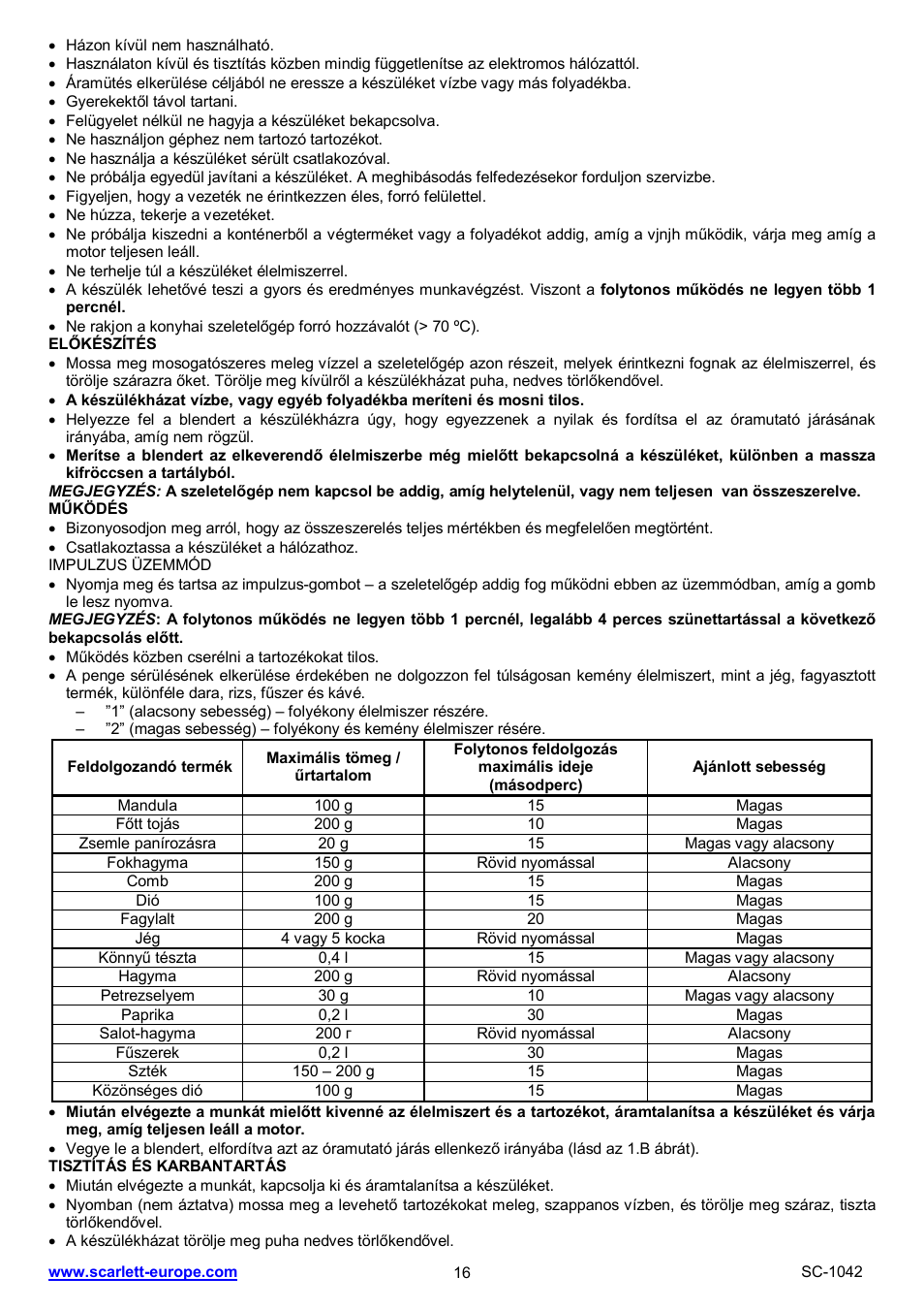 Scarlett SC-1042 User Manual | Page 16 / 20