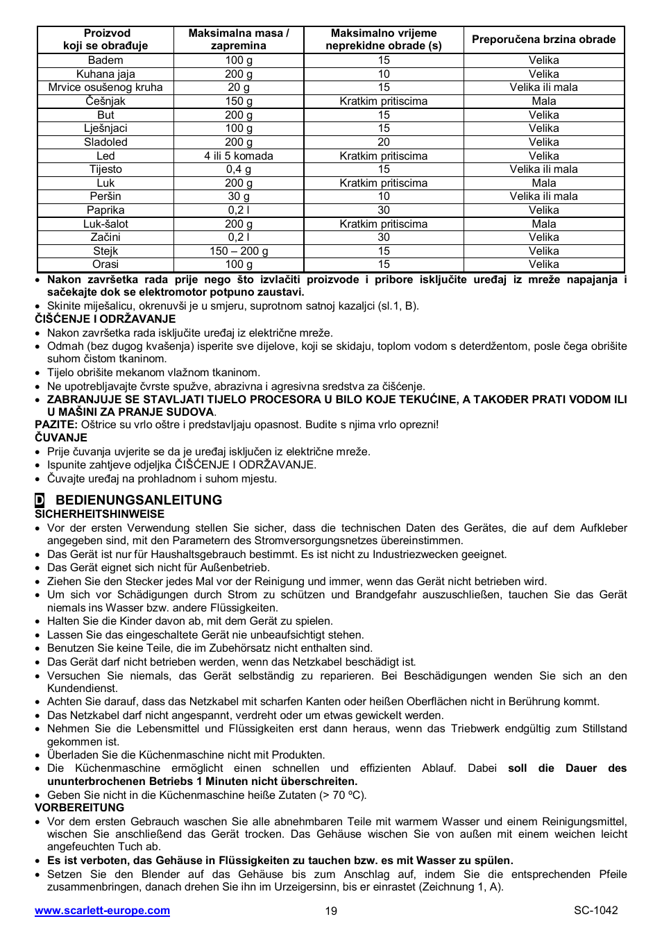 Scarlett SC-1042 User Manual | Page 19 / 20