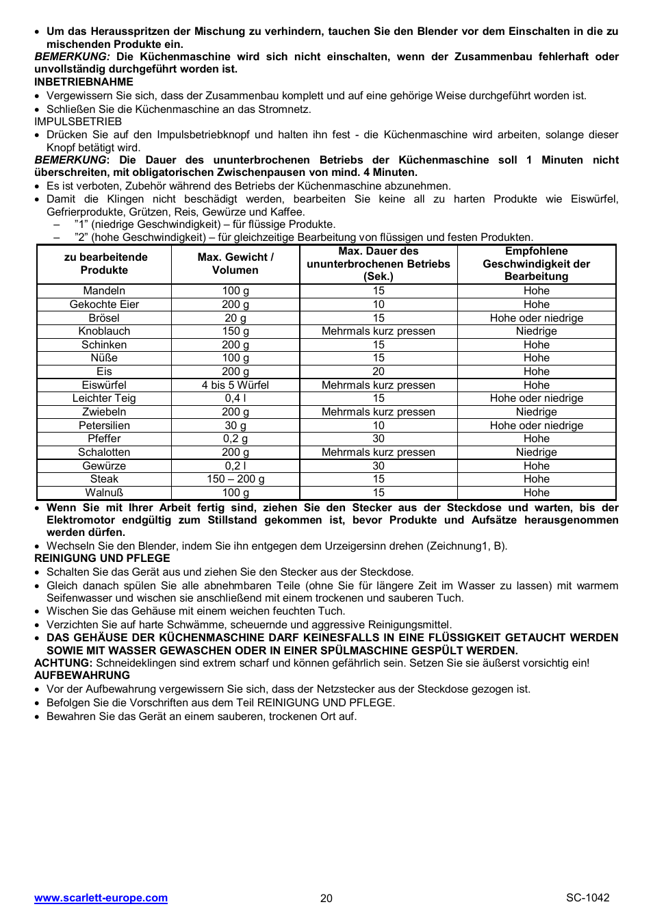 Scarlett SC-1042 User Manual | Page 20 / 20