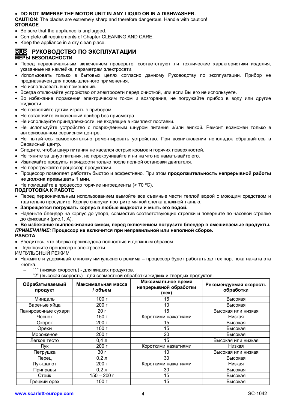 Scarlett SC-1042 User Manual | Page 4 / 20