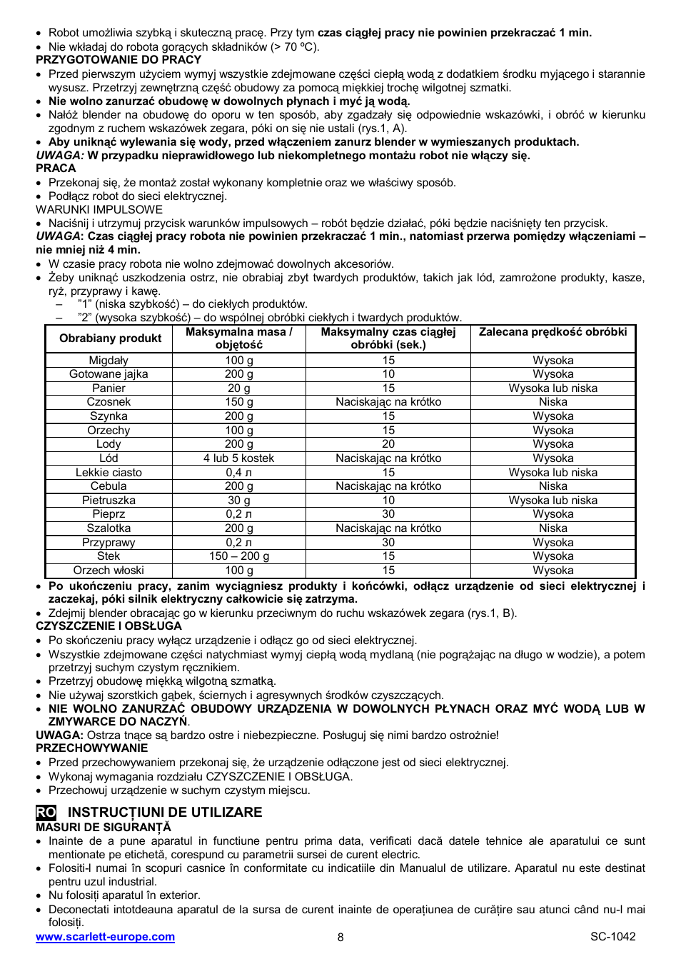 Scarlett SC-1042 User Manual | Page 8 / 20