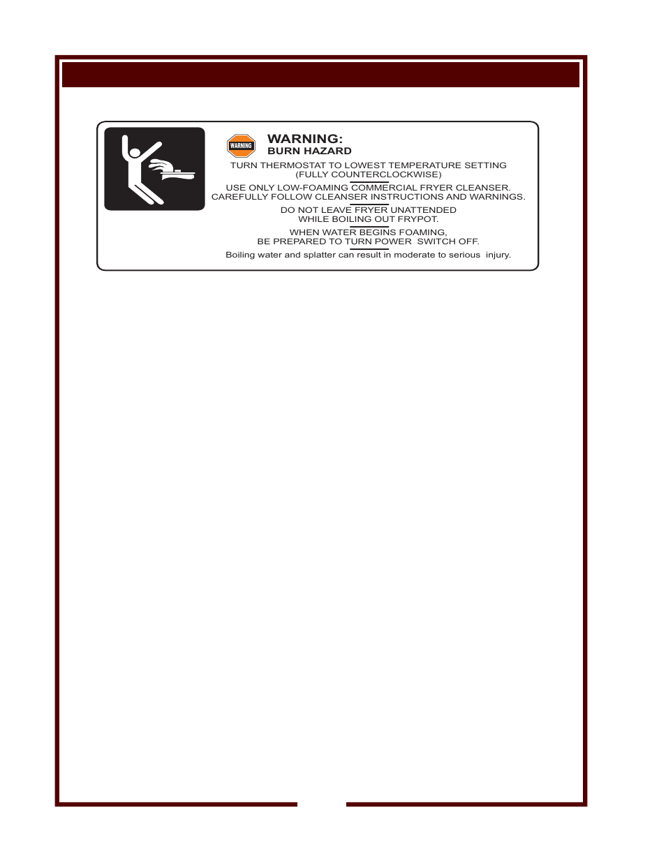 Preparation prior to operation, Wvae-55f, Warning | 10 press power switch off, Press power switch to fryer, Pre-cleaning procedure | Bloomfield WFAE-55F User Manual | Page 12 / 36