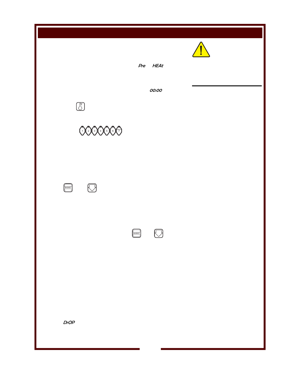 Operation - wfae-55f (manual controls), Caution, Heat | Drop | Bloomfield WFAE-55F User Manual | Page 21 / 36