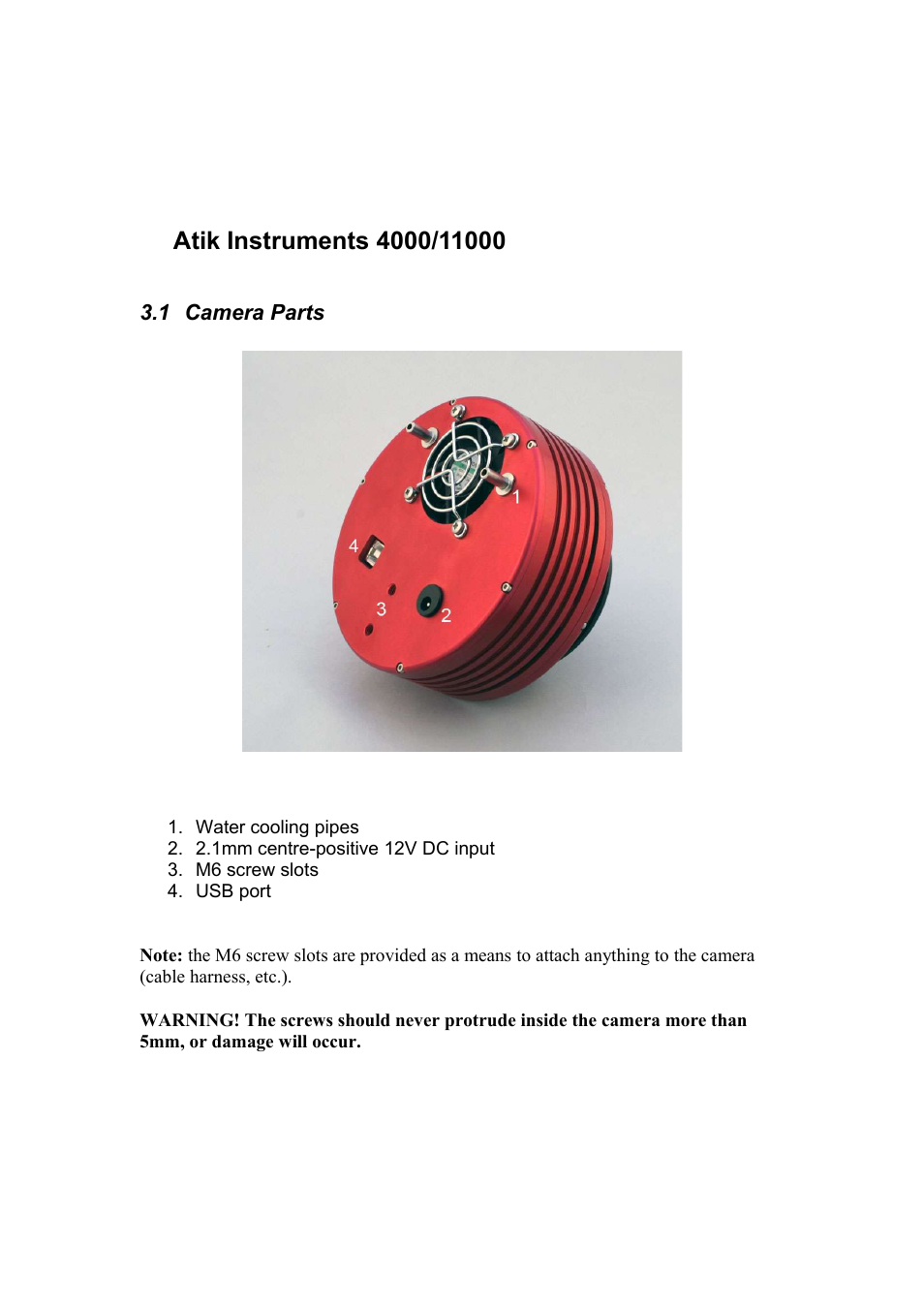 3 atik instruments 4000/11000, 1 camera parts | ATIK Cameras 11000 User Manual User Manual | Page 5 / 10