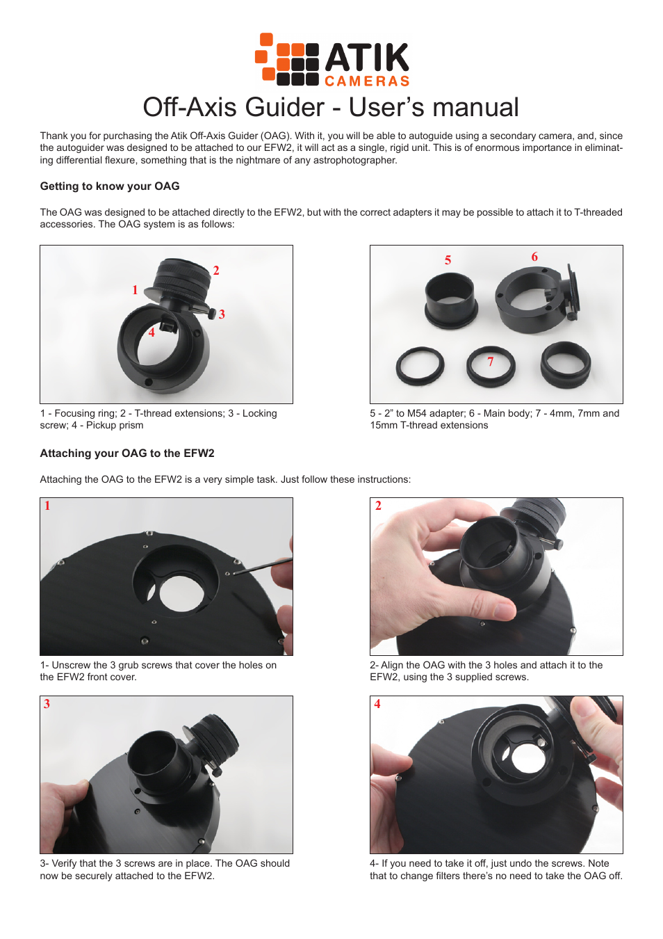 ATIK Cameras OAG User Manual | 2 pages