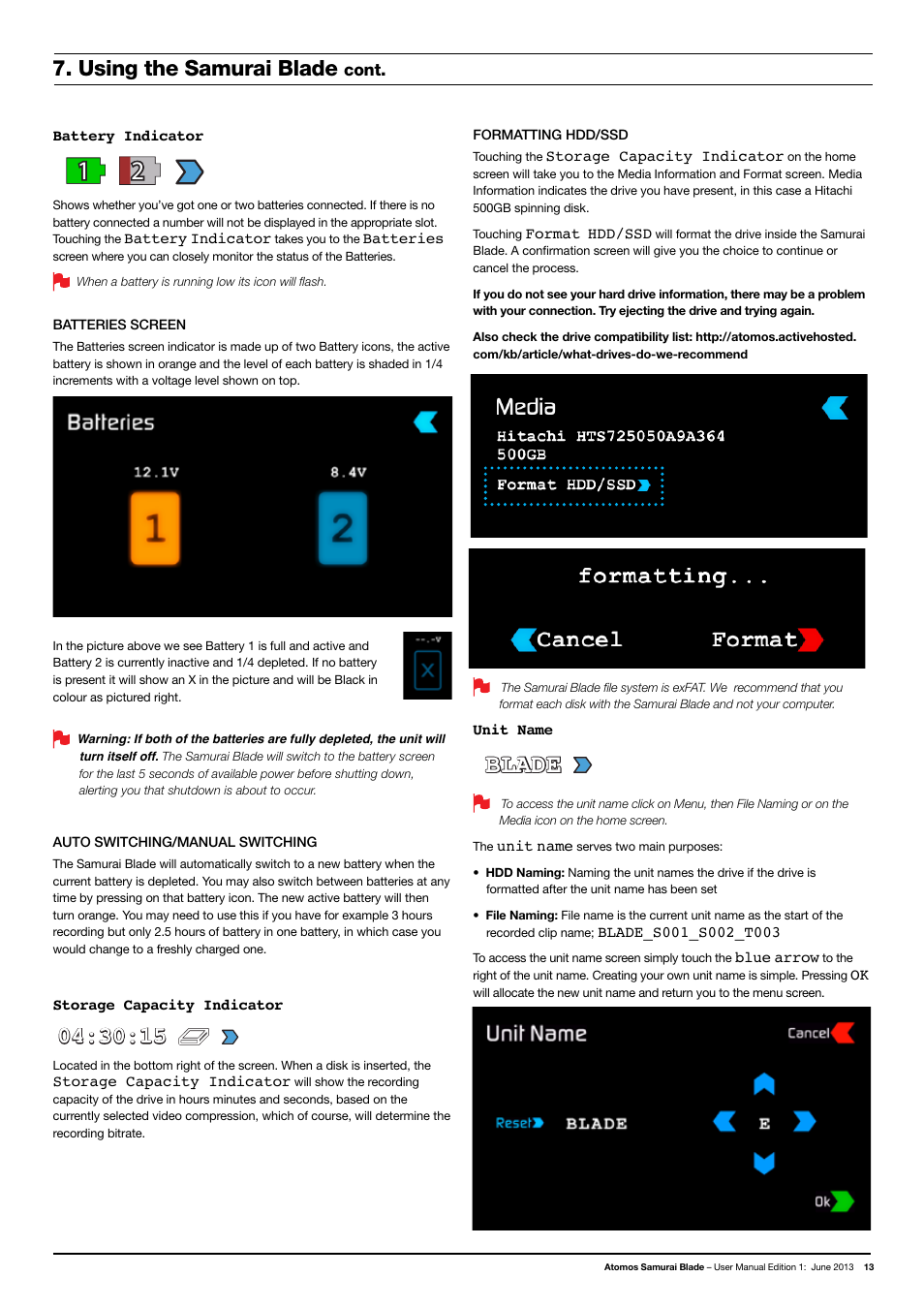 Blade, Using the samurai blade | Atomos Samurai Blade User Manual | Page 15 / 38