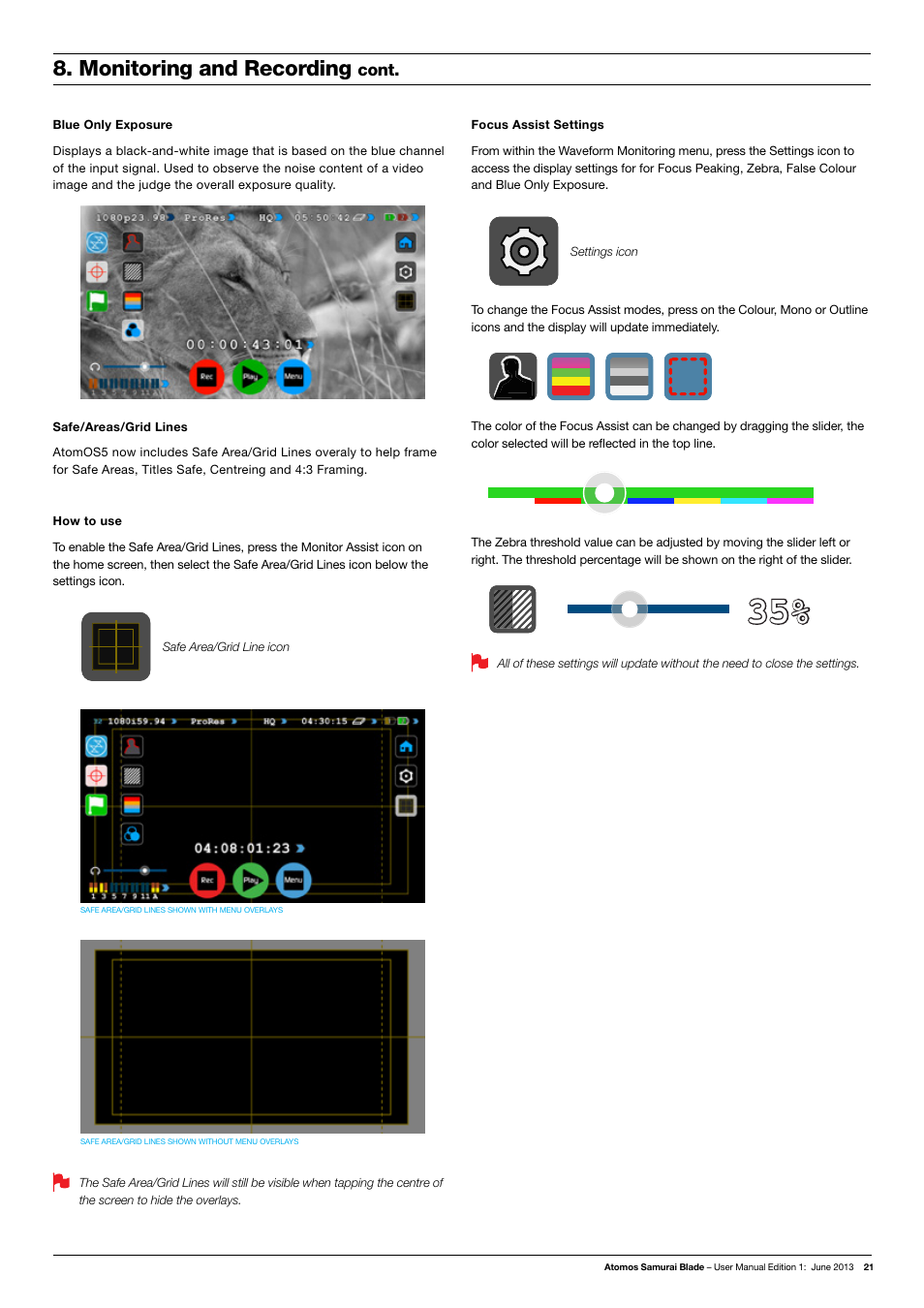 Monitoring and recording | Atomos Samurai Blade User Manual | Page 23 / 38