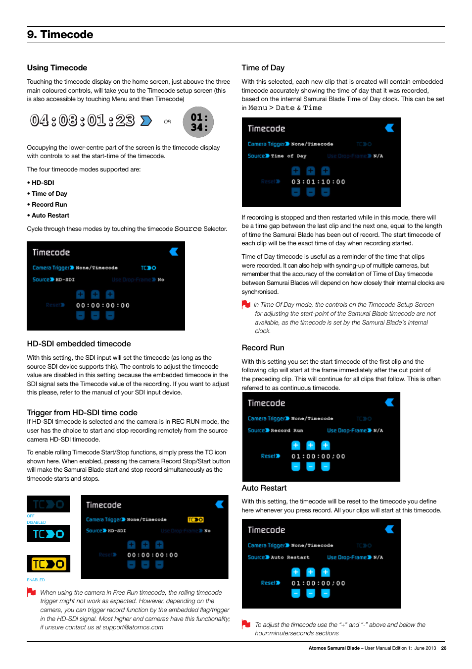 Timecode | Atomos Samurai Blade User Manual | Page 28 / 38