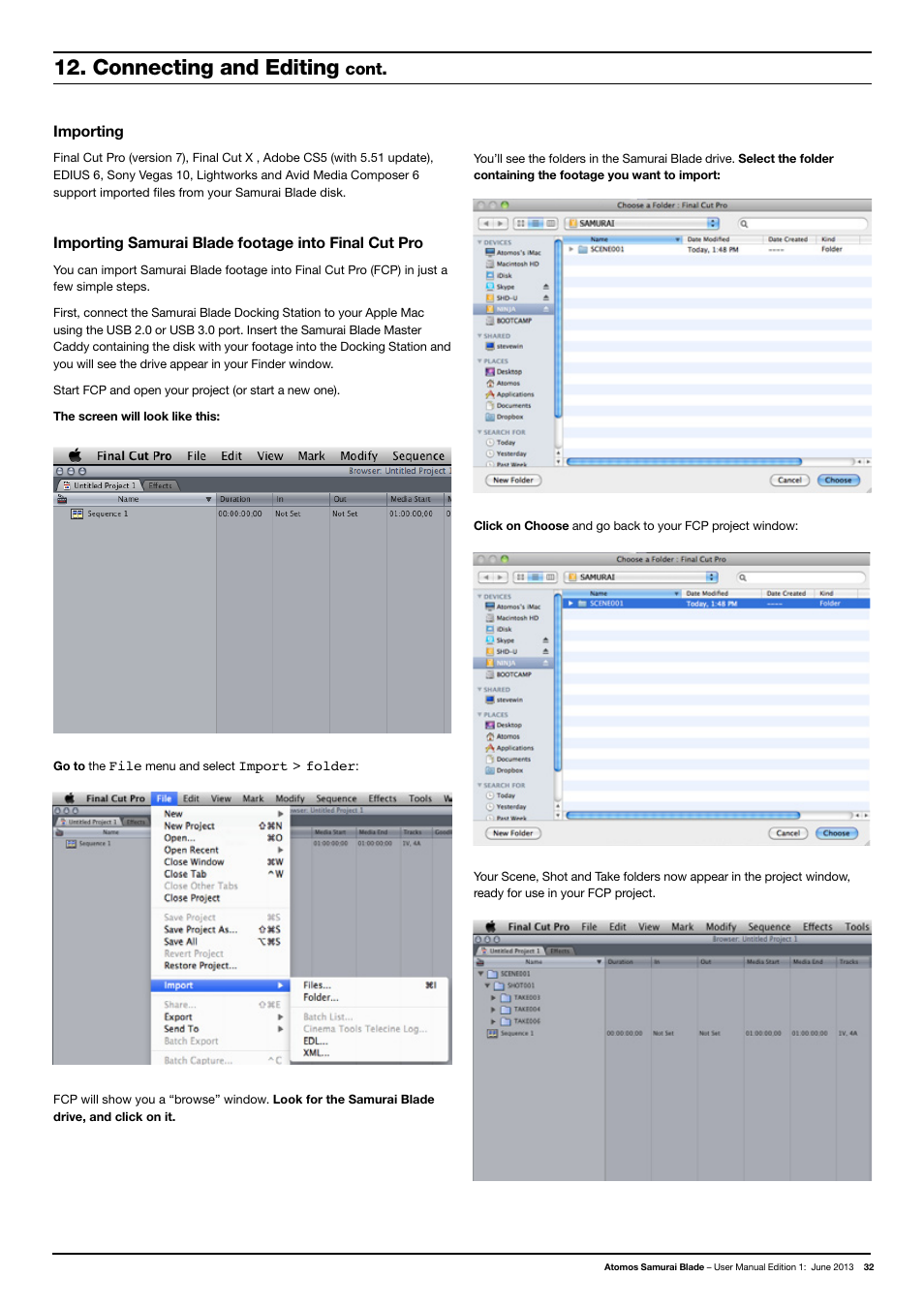 Connecting and editing, Cont | Atomos Samurai Blade User Manual | Page 34 / 38