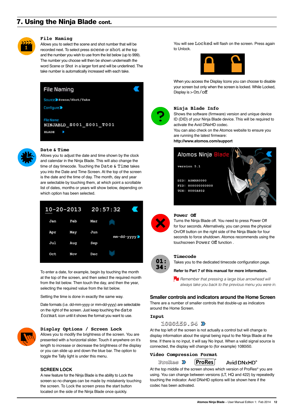Using the ninja blade, Prores, Cont | Atomos Ninja Blade User Manual | Page 14 / 38