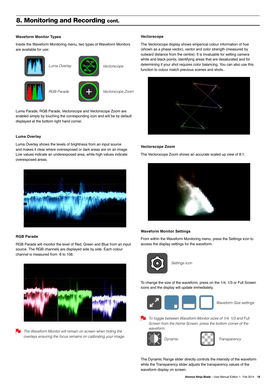 Monitoring and recording, Cont | Atomos Ninja Blade User Manual | Page 20 / 38