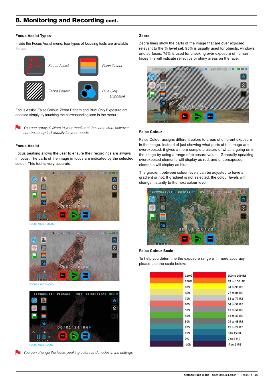 Monitoring and recording, Cont | Atomos Ninja Blade User Manual | Page 22 / 38