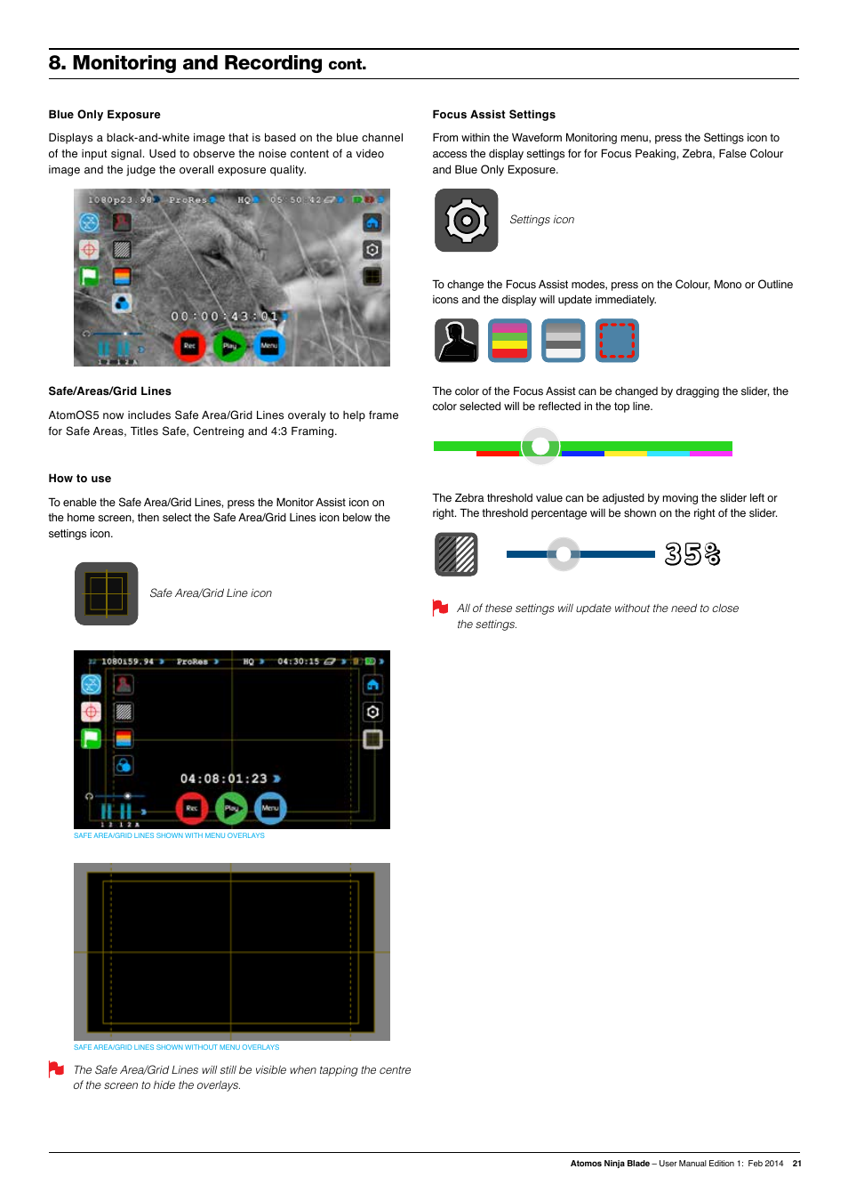 Monitoring and recording | Atomos Ninja Blade User Manual | Page 23 / 38