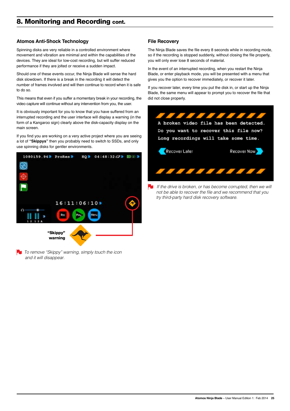 Monitoring and recording, Cont | Atomos Ninja Blade User Manual | Page 27 / 38