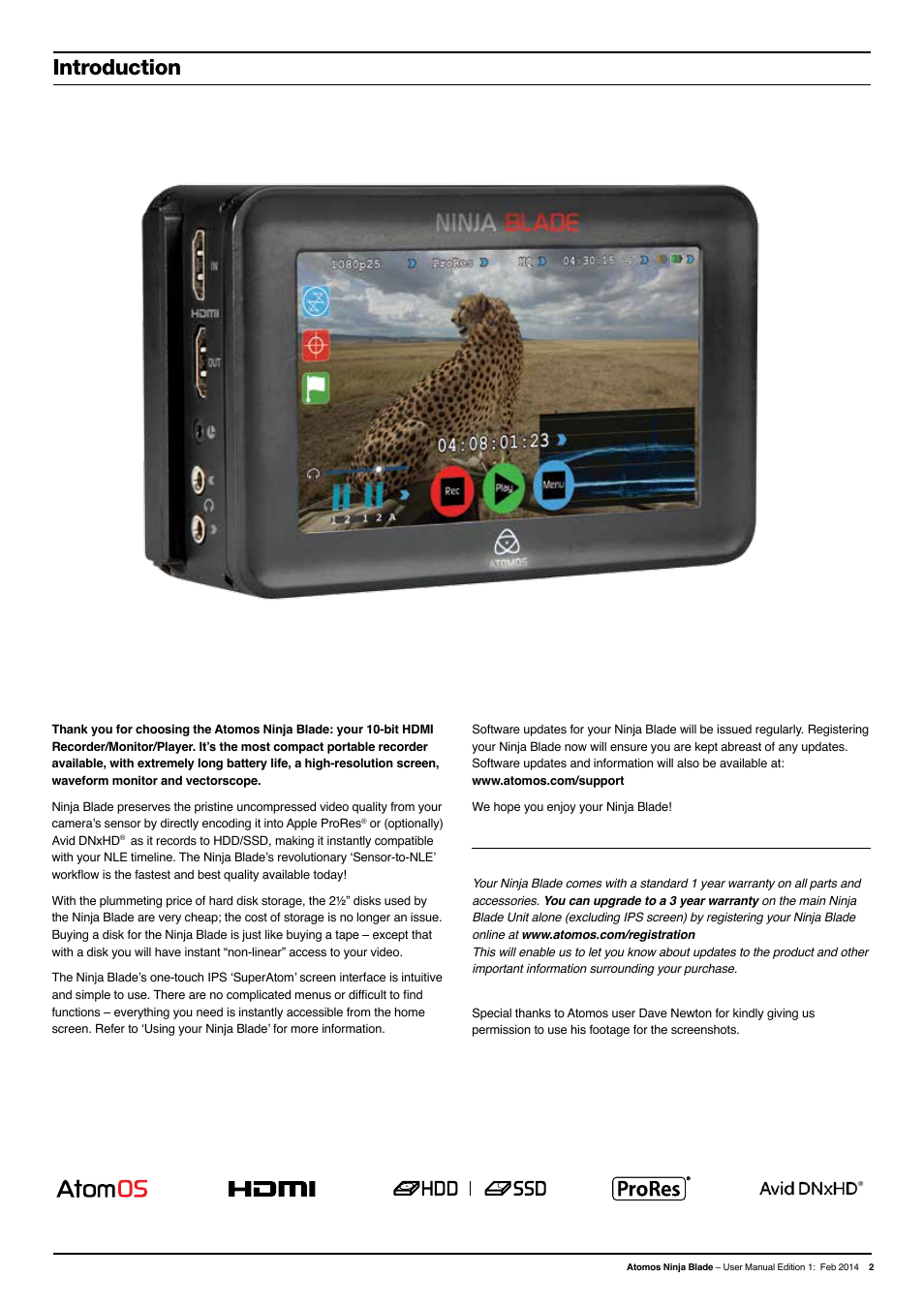 Introduction | Atomos Ninja Blade User Manual | Page 4 / 38