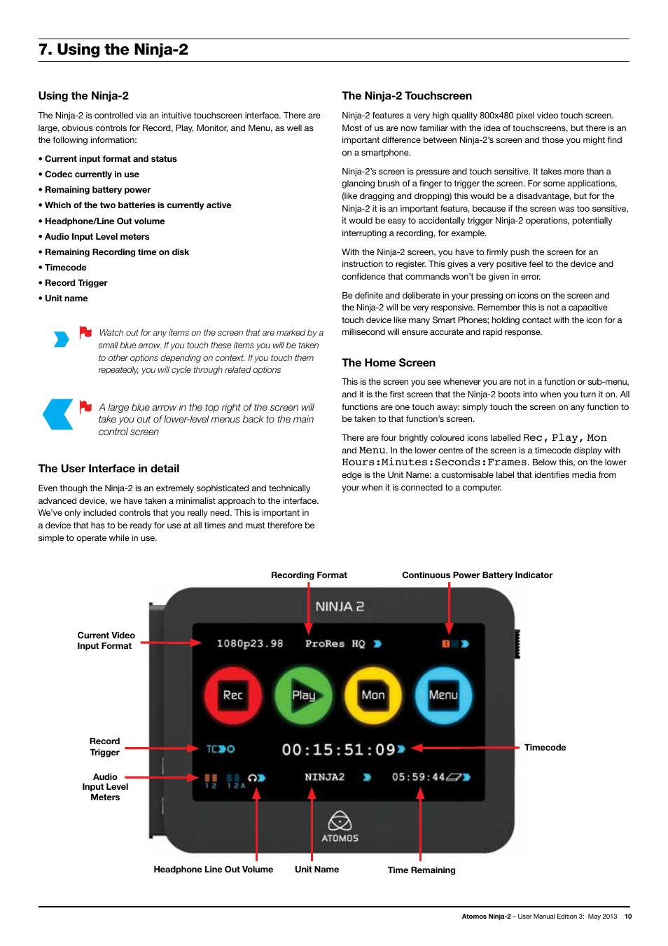 Using the ninja-2 | Atomos Ninja 2 User Manual | Page 12 / 34