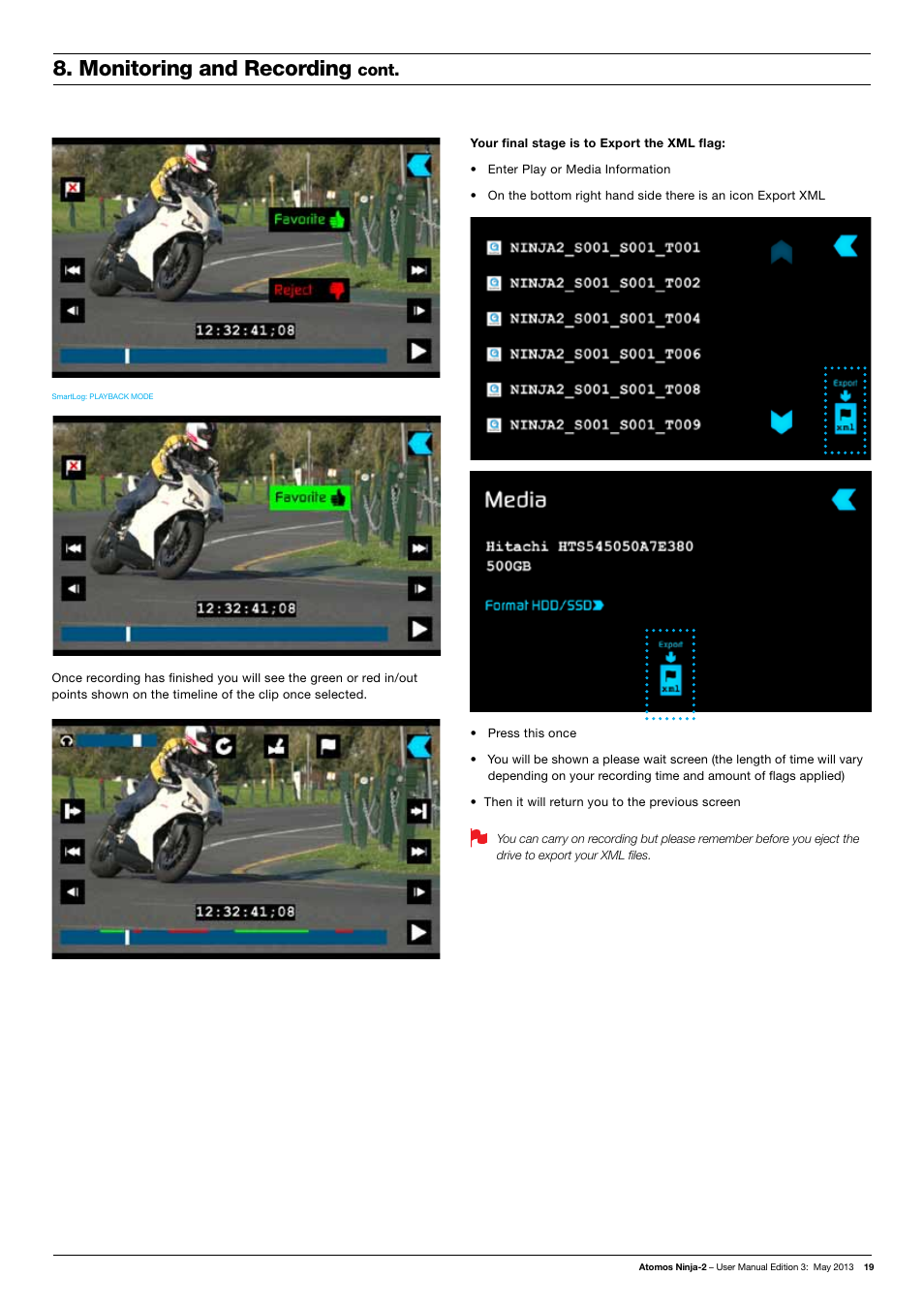 Monitoring and recording, Cont | Atomos Ninja 2 User Manual | Page 21 / 34