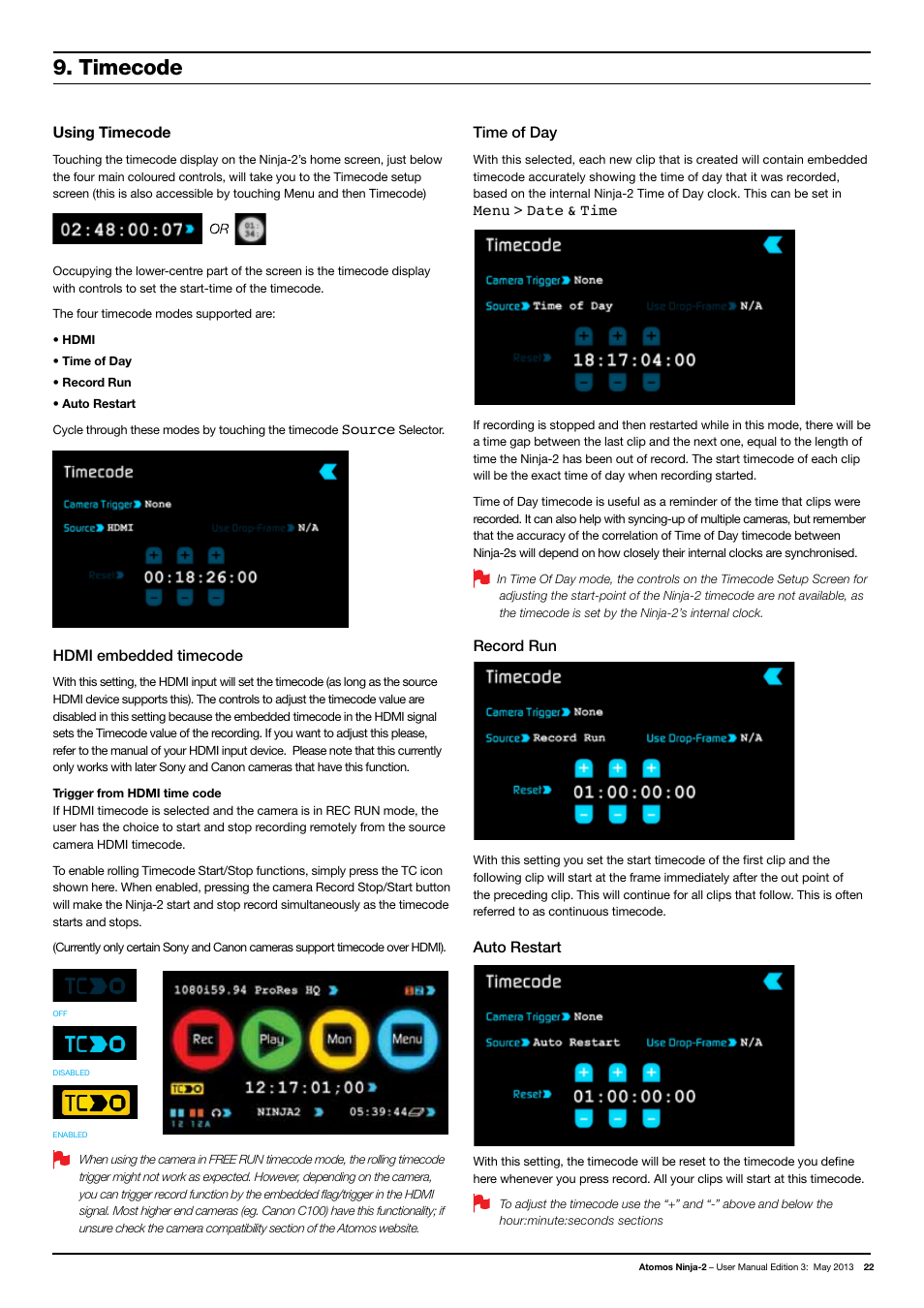 Timecode | Atomos Ninja 2 User Manual | Page 24 / 34