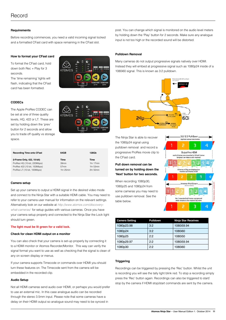 Record | Atomos Ninja Star User Manual | Page 11 / 18