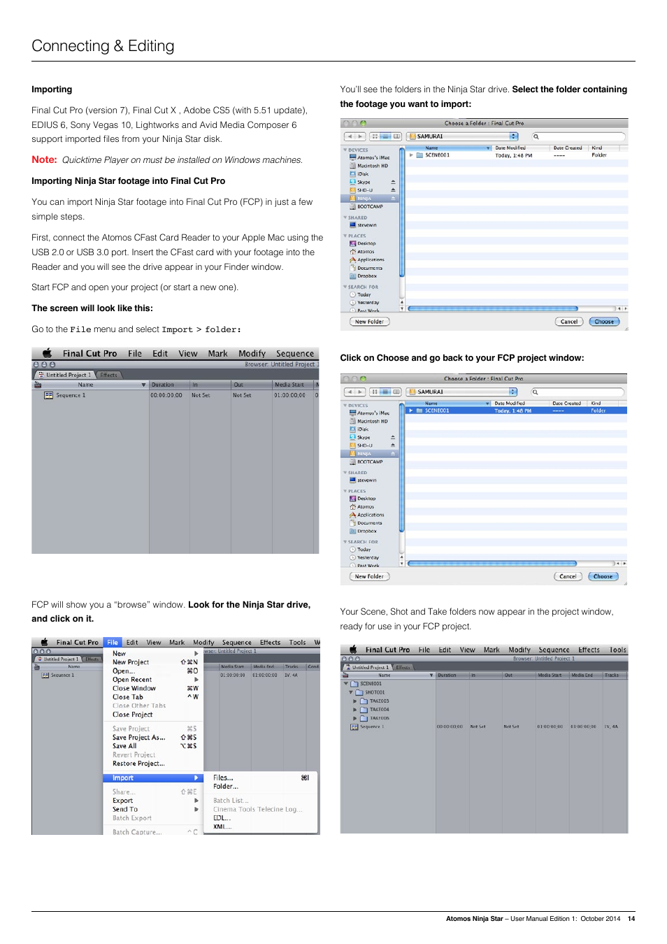 Connecting & editing | Atomos Ninja Star User Manual | Page 14 / 18