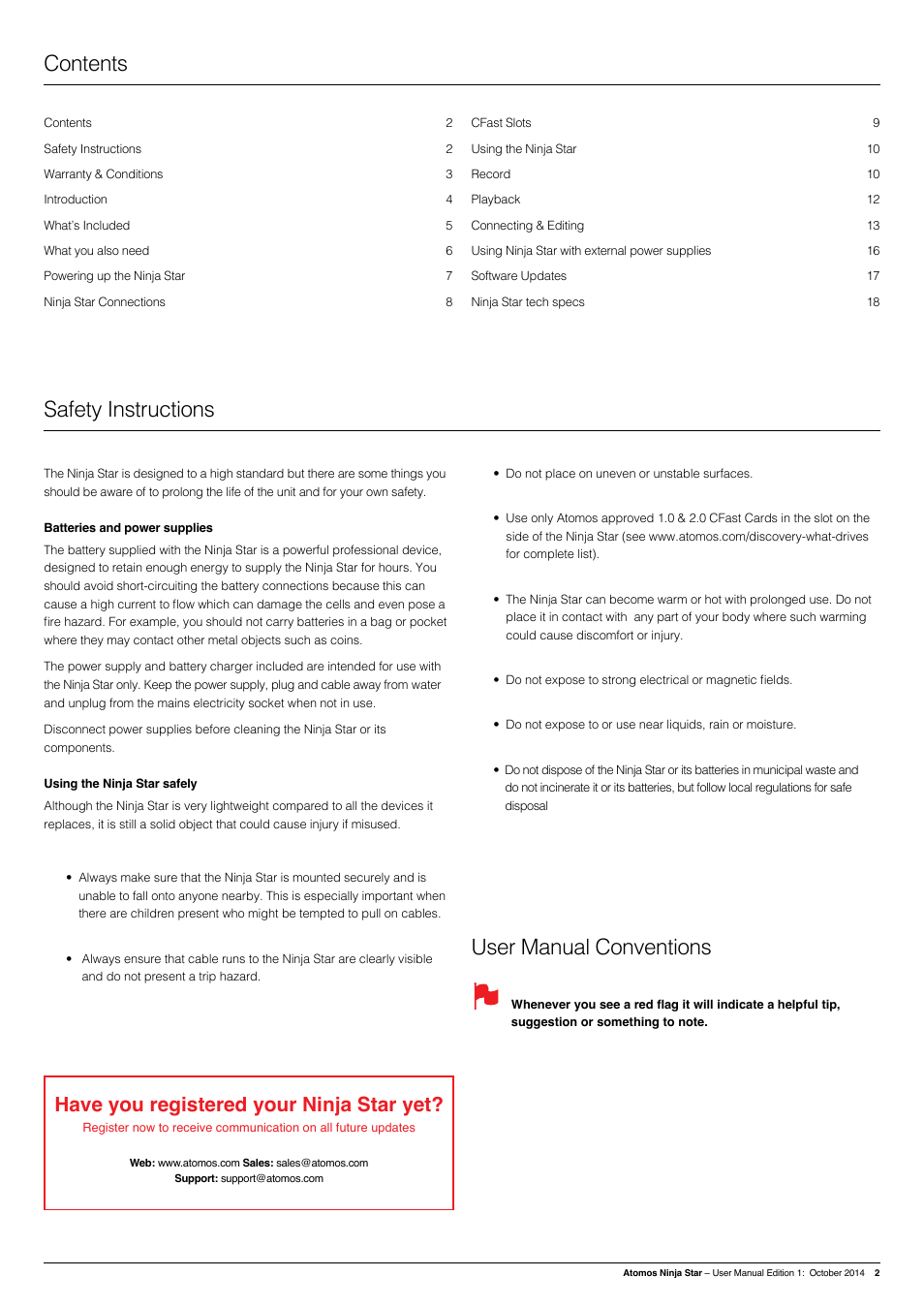 Atomos Ninja Star User Manual | Page 2 / 18