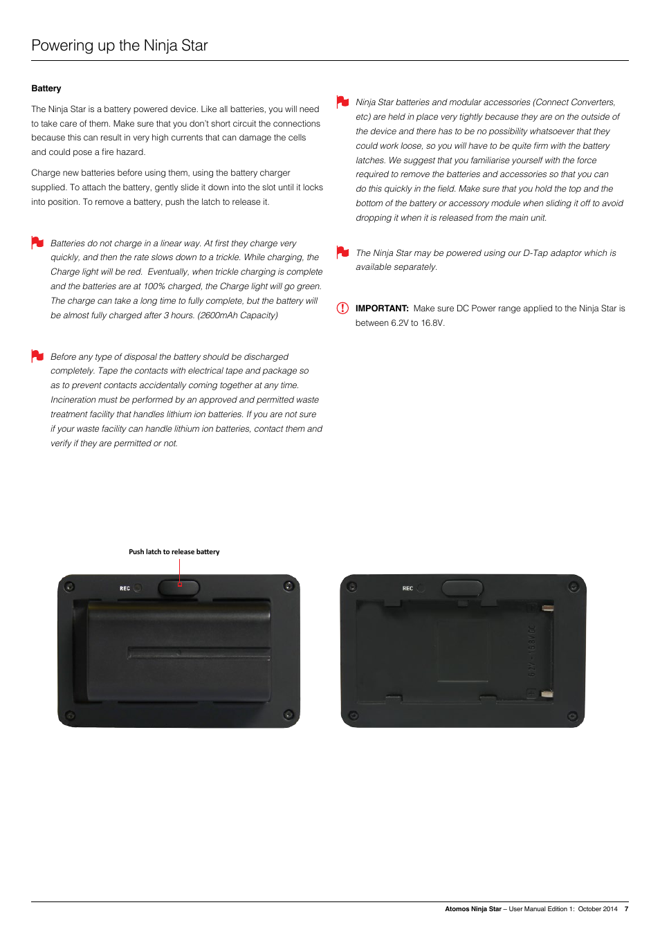 Powering up the ninja star | Atomos Ninja Star User Manual | Page 7 / 18