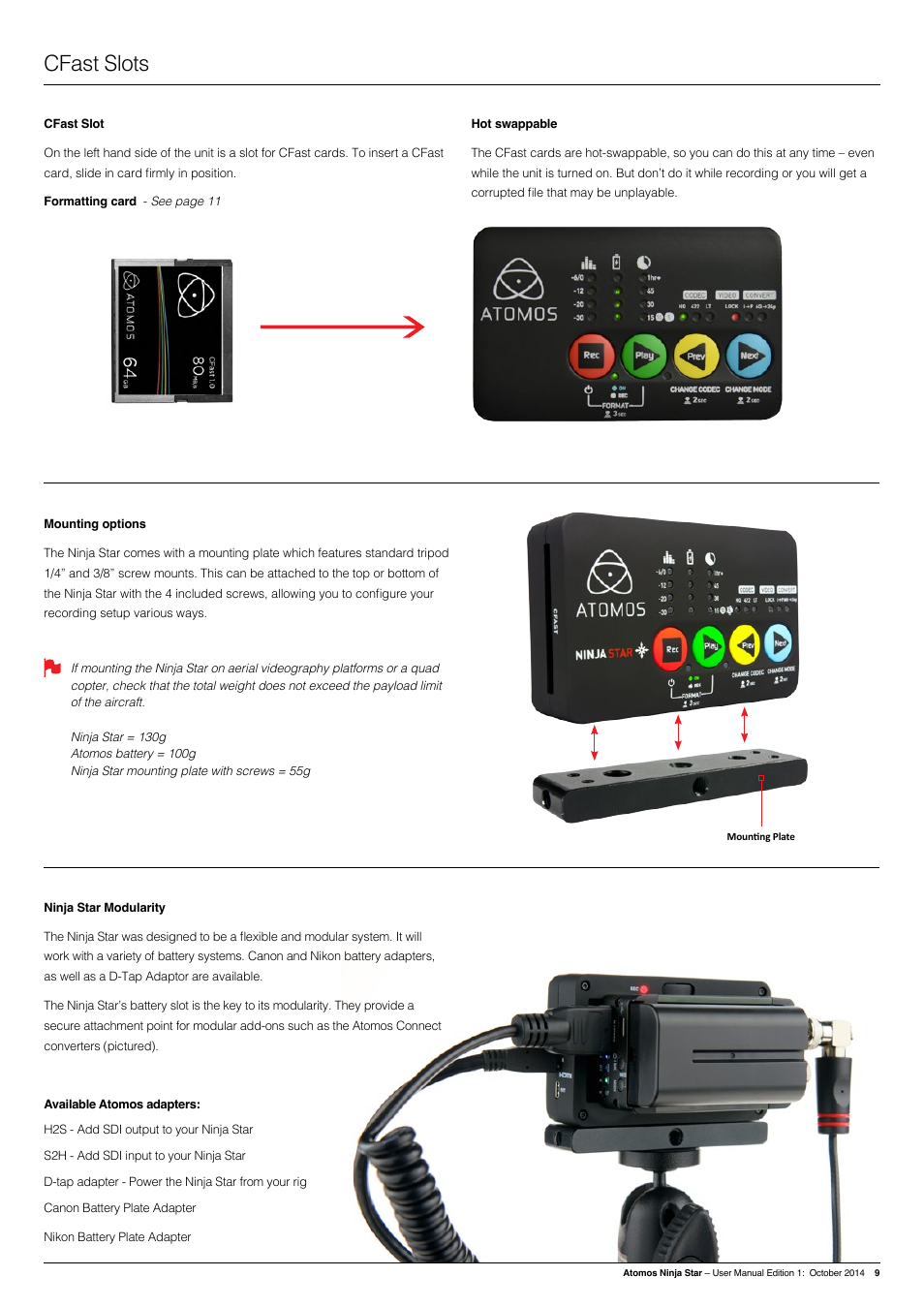 Cfast slots | Atomos Ninja Star User Manual | Page 9 / 18