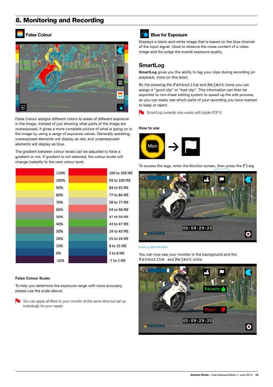 Monitoring and recording, Smartlog | Atomos Ronin User Manual | Page 20 / 34