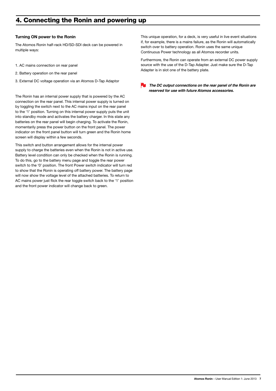Connecting the ronin and powering up | Atomos Ronin User Manual | Page 9 / 34