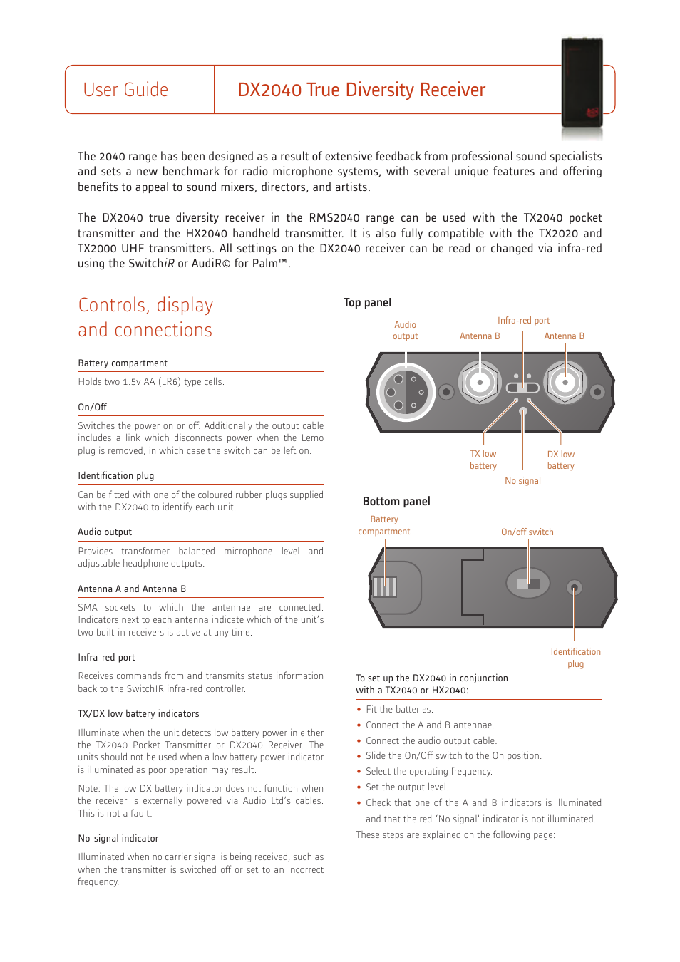 Audio DX2040 User Manual | 3 pages