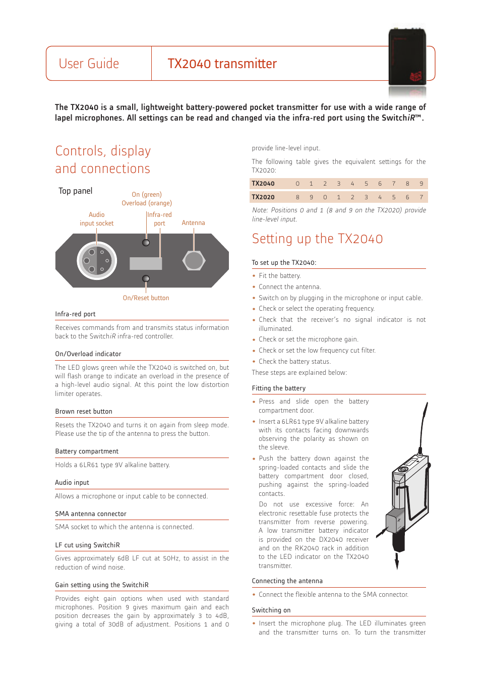 Audio TX2040 User Manual | 4 pages