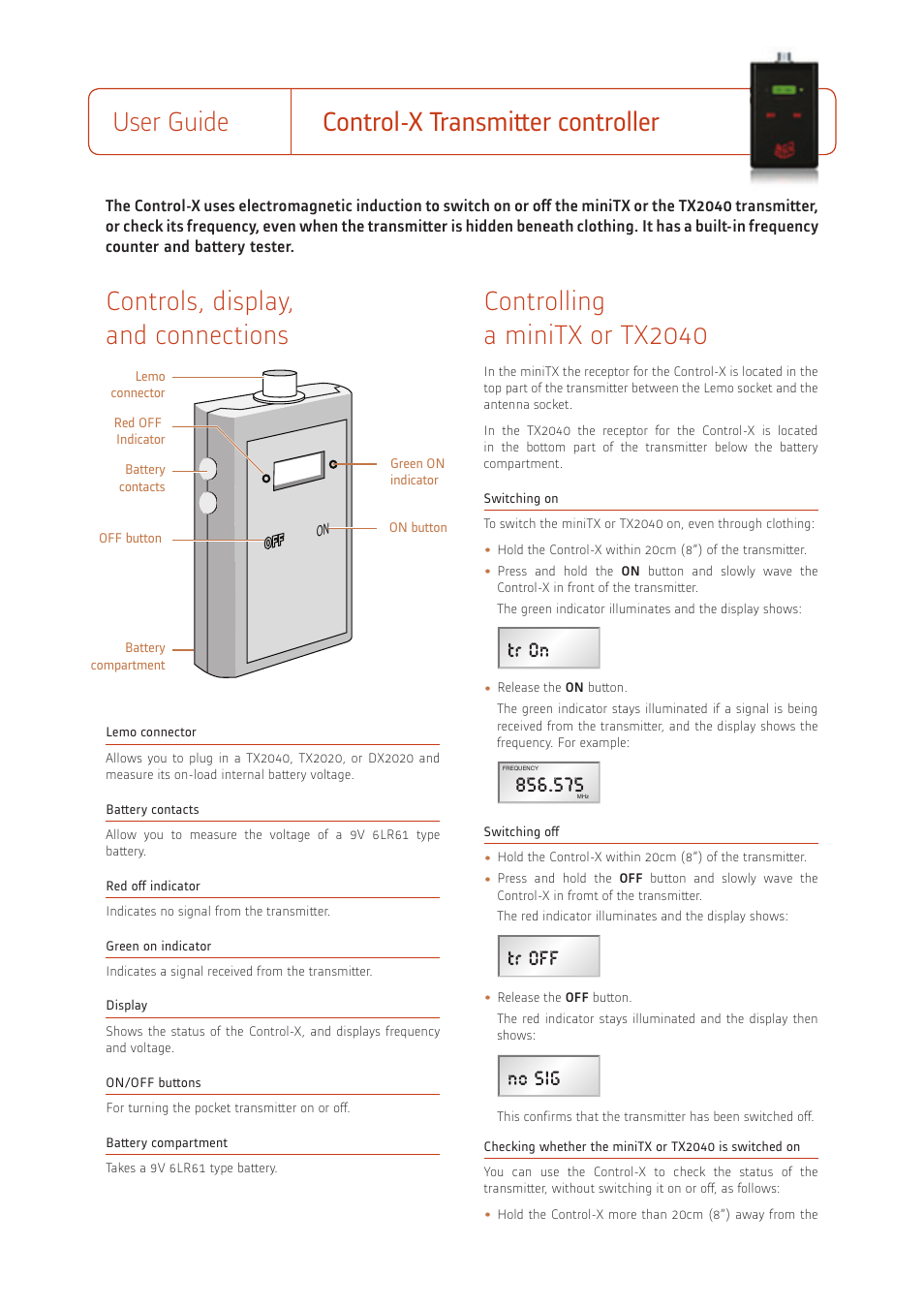 Audio Control-X User Manual | 2 pages